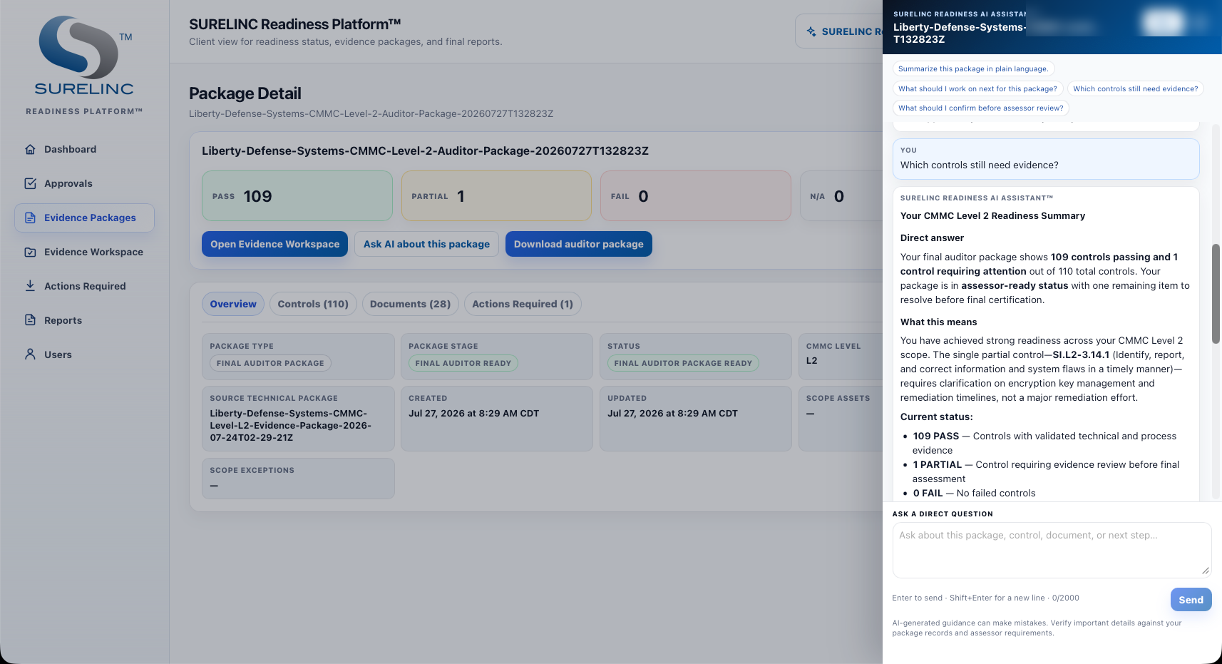 Package detail and AI assistant